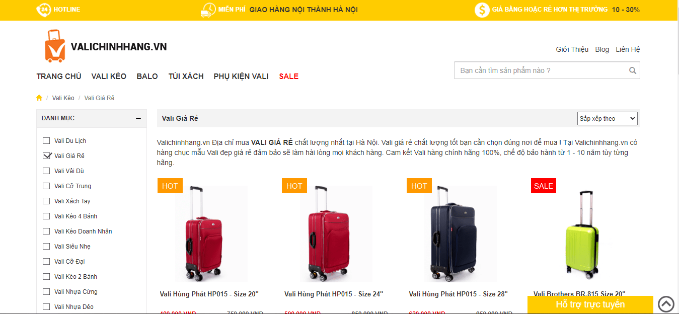 vali giá rẻ Hà Nội - vali chính hãng