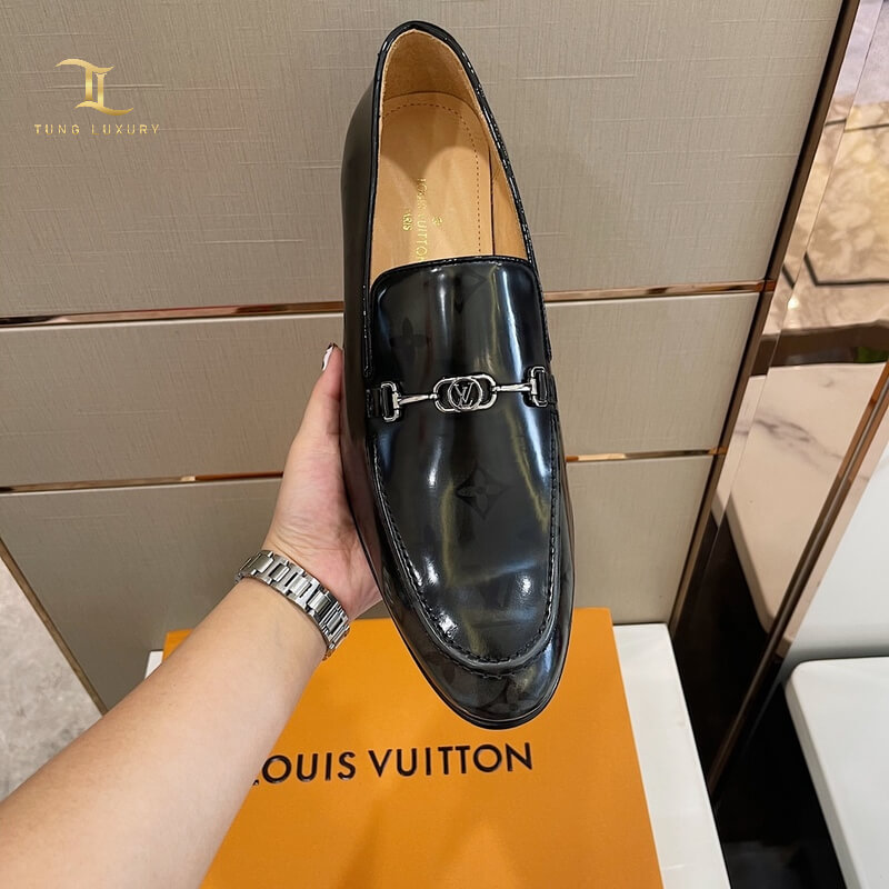 Giày lười Louis Vuitton Club Loafer đế cao da bóng siêu cấp Like Auth